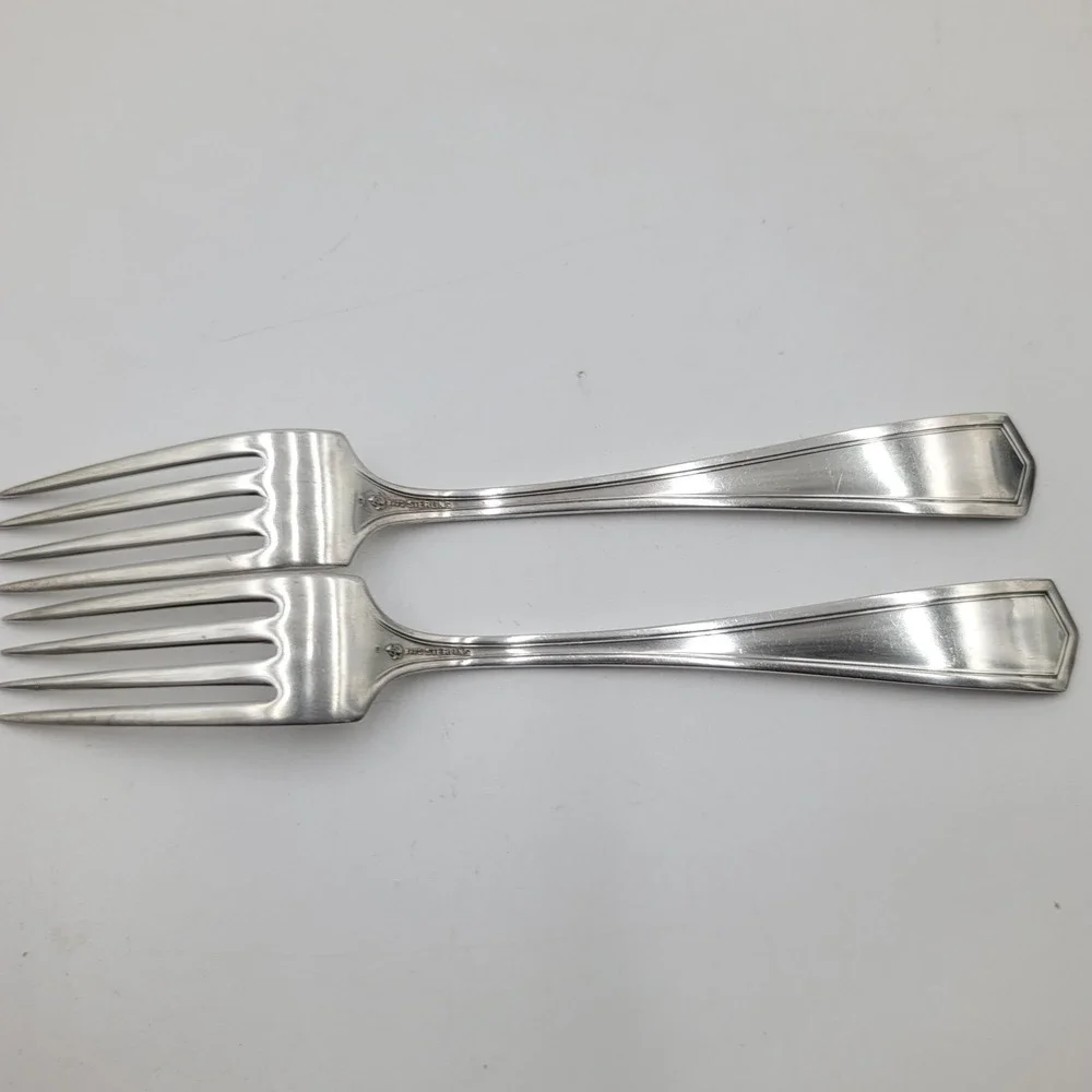 80g 2pcs International Silver Devonshire Sterling Silver Dinner Forks Art Deco